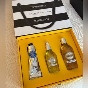 L’Occitane At Sephora Gift Set FULL SIZE Shower & Body Oil, And Crème Mains NWT